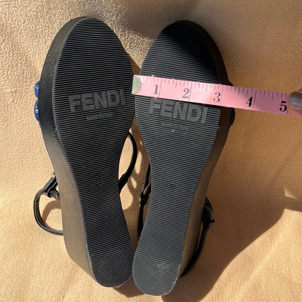Authentic Fendi Blue Leather Platform Wedge - Picture 9 of 16